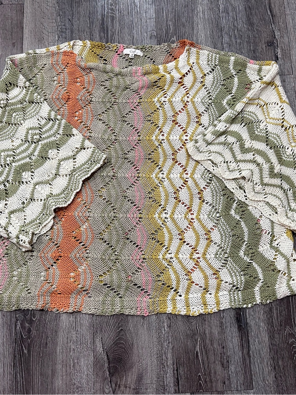 easel “Bring on the Sunshine” Crochet Knitted Chevron Sweater